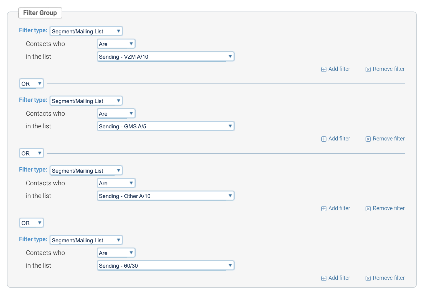 Split Test Segment Group